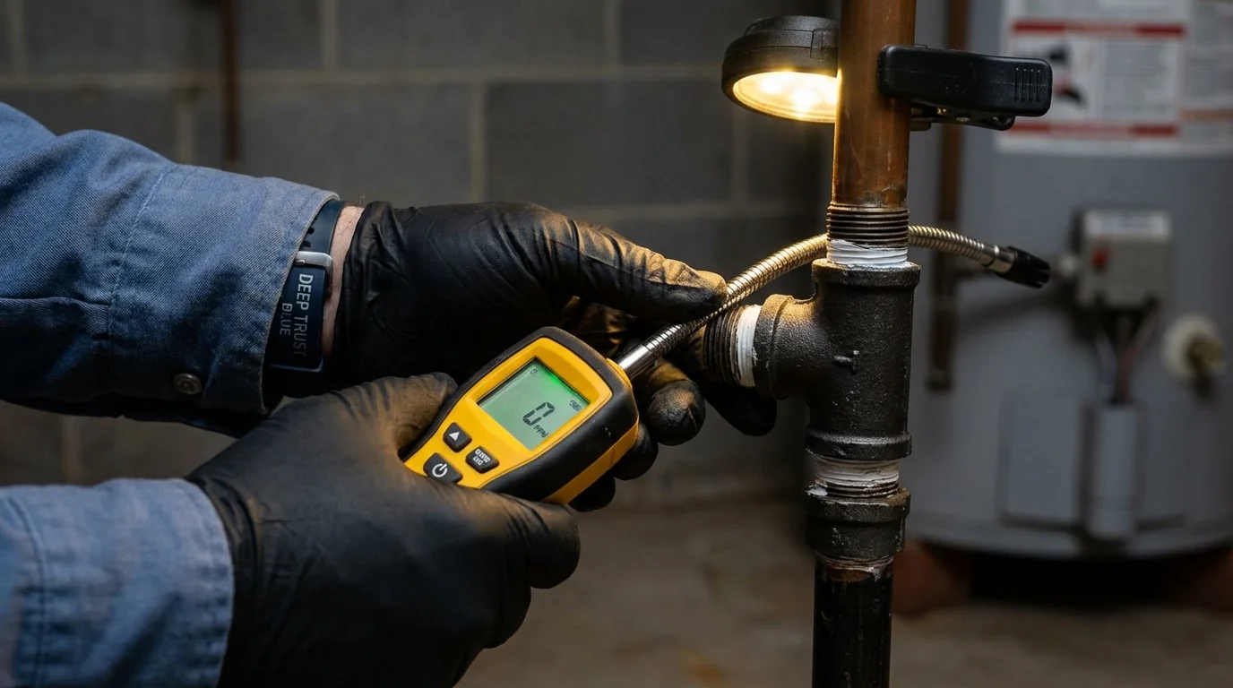 Gas leak detection with electronic sniffer by Johns Plumbing LLC in West Jordan