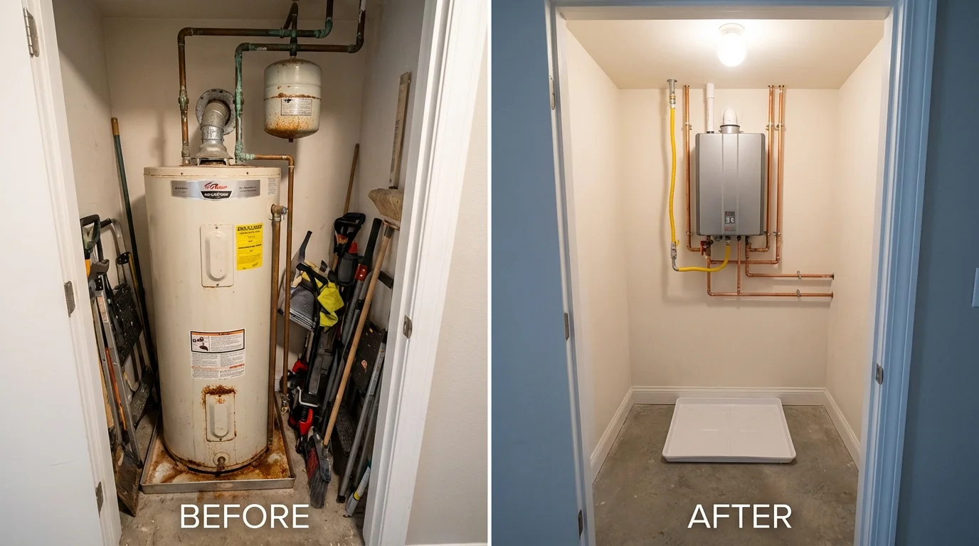 Tank water heater versus wall-mounted tankless unit comparison for West Jordan, UT homeowners