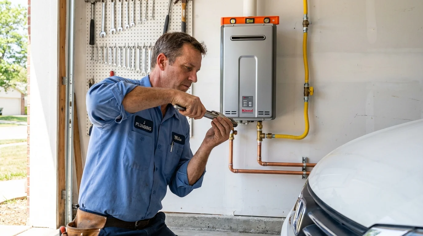 Tankless water heater installation by a Johns Plumbing LLC plumber in West Jordan