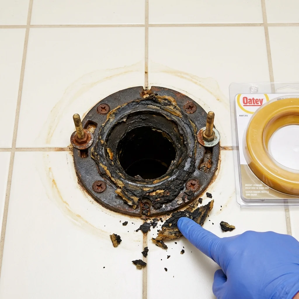 Failed wax ring showing water seepage at the base of a toilet in a West Jordan, UT home